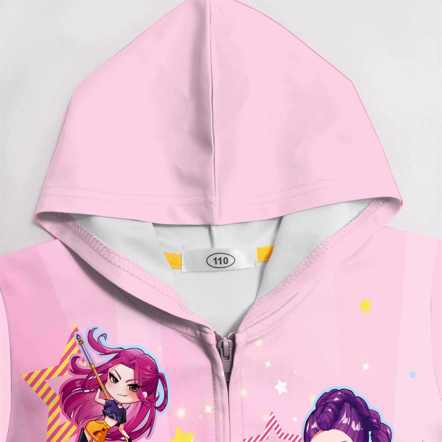 Girls Zip-Up Hoodie K-Pop Demon Graphic Print Long Sleeve Sweatshirt with Pockets