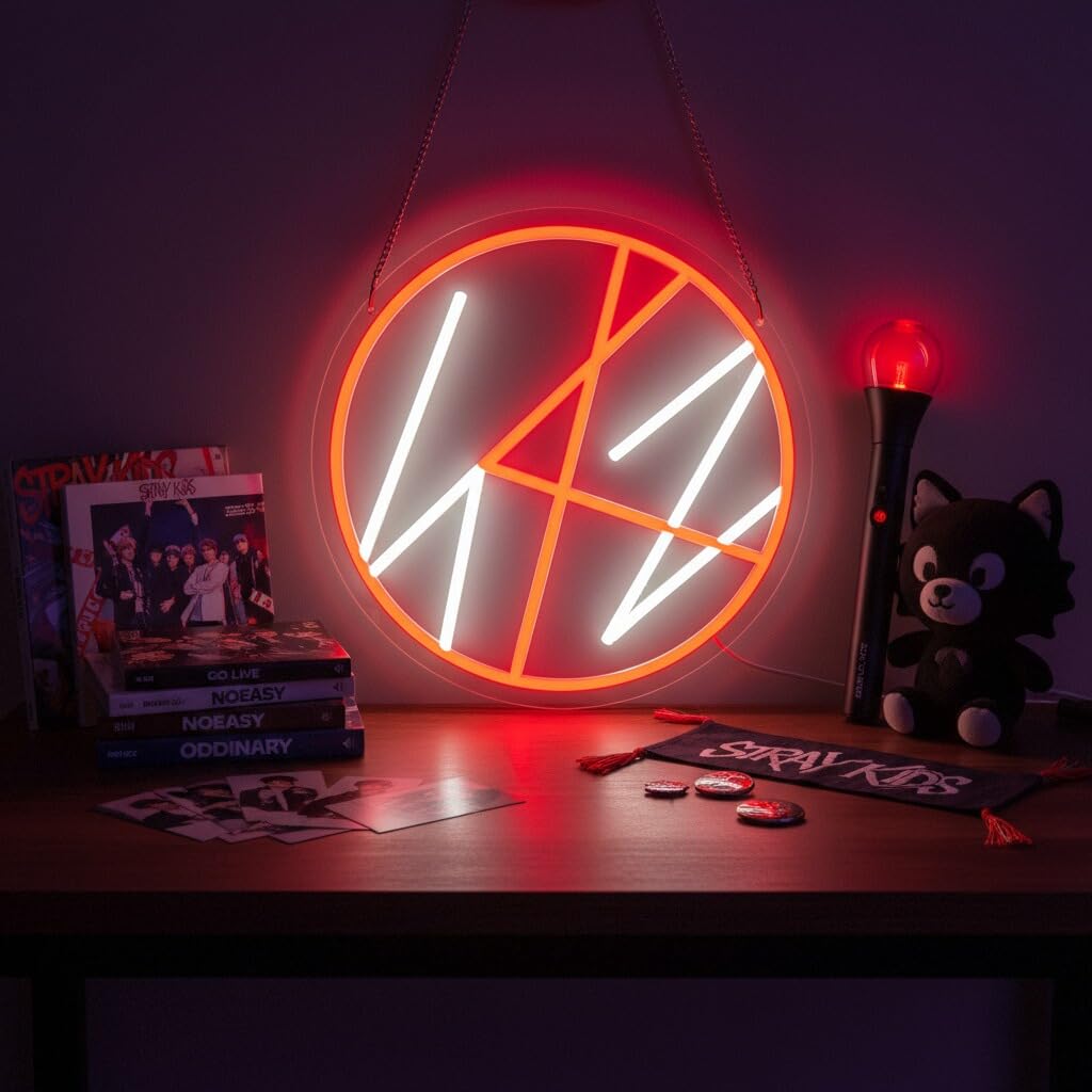 Saja Boys "Pink Idol Glow" Neon Sign | 13"x13" K-Pop Demon Hunters Aesthetic LED Wall Art