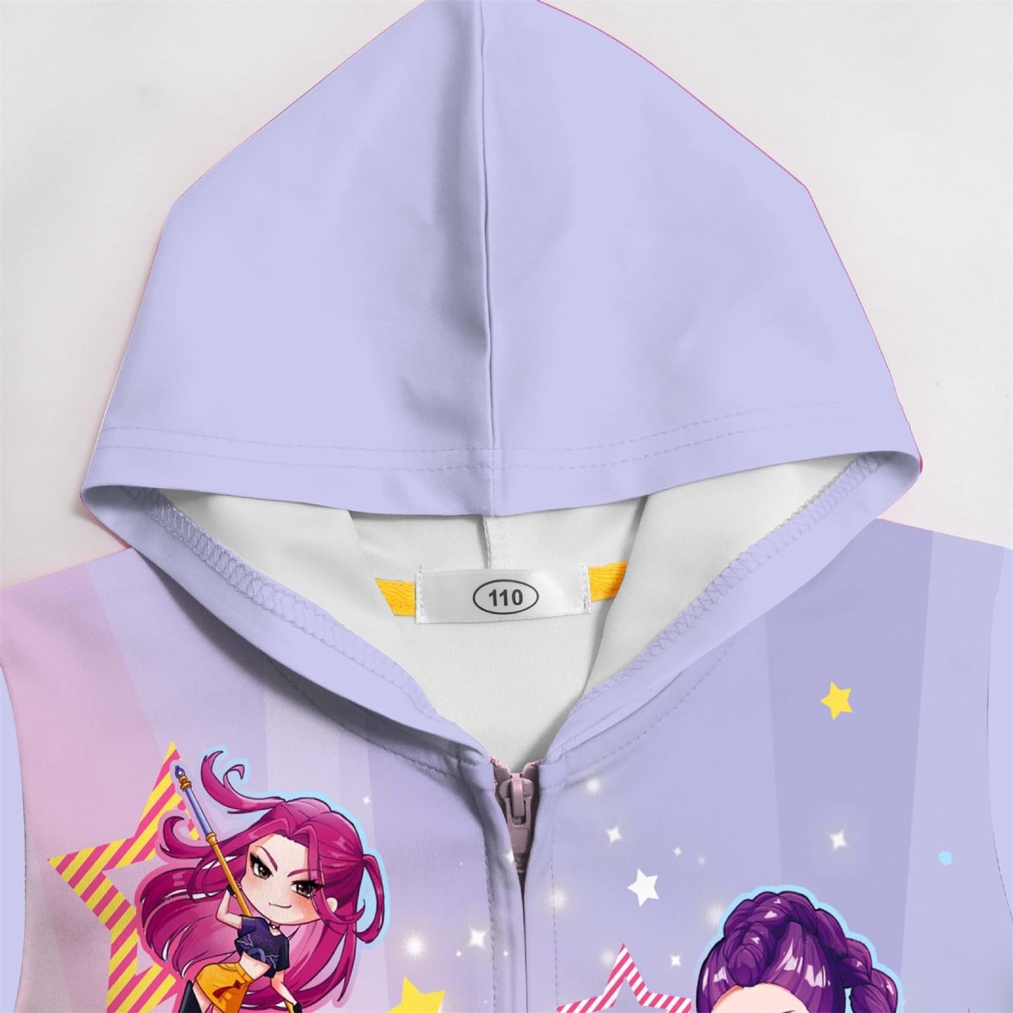 Girls Zip-Up Hoodie K-Pop Demon Graphic Print Long Sleeve Sweatshirt with Pockets