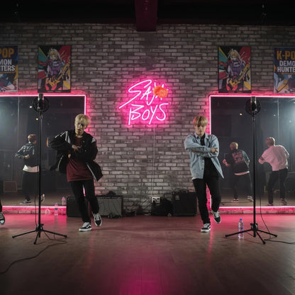 Saja Boys "Pink Idol Glow" Neon Sign | 13"x13" K-Pop Demon Hunters Aesthetic LED Wall Art