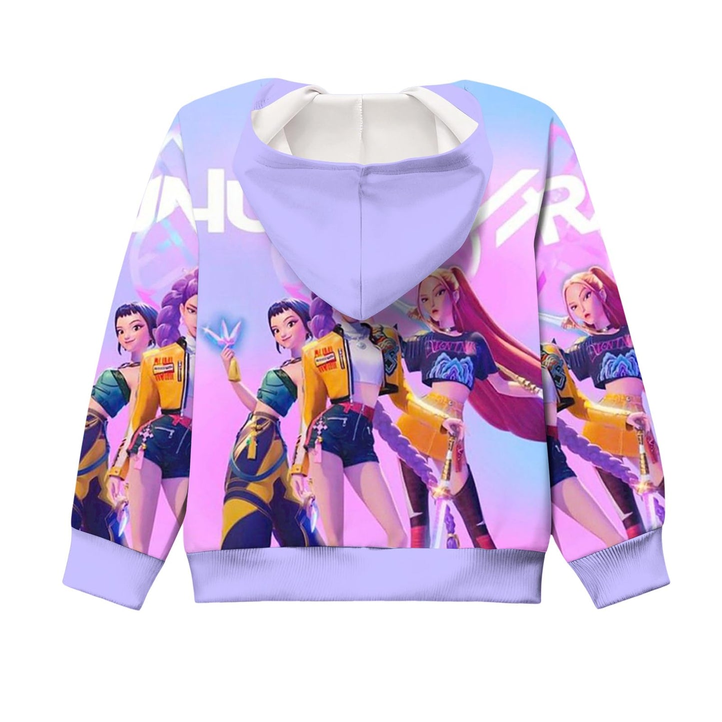 Girls Zip-Up Hoodie K-Pop Demon Graphic Print Long Sleeve Sweatshirt with Pockets