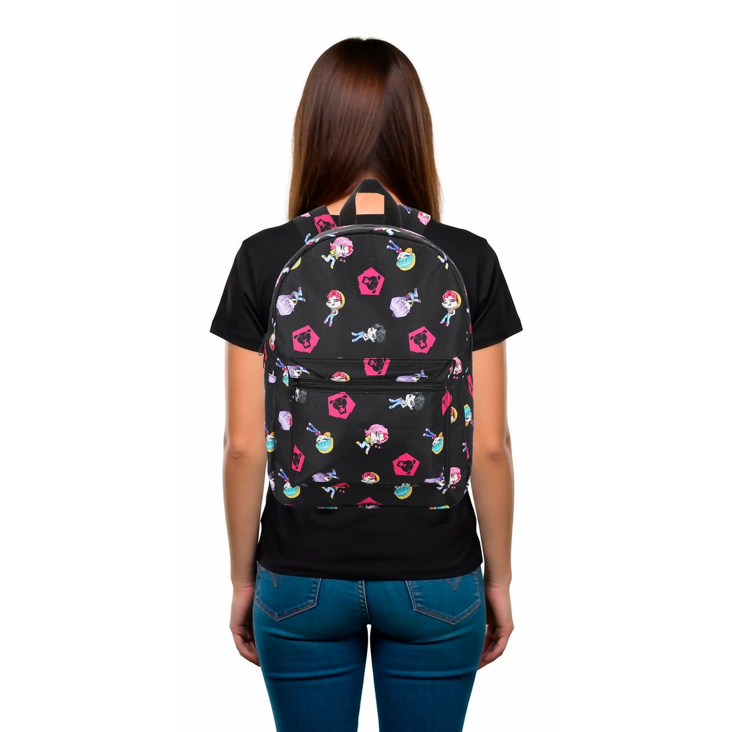 Saja Boys "Dark Idol" All-Over Print Backpack | 16.5" K-Pop Demon Hunters Tech Streetwear Bag