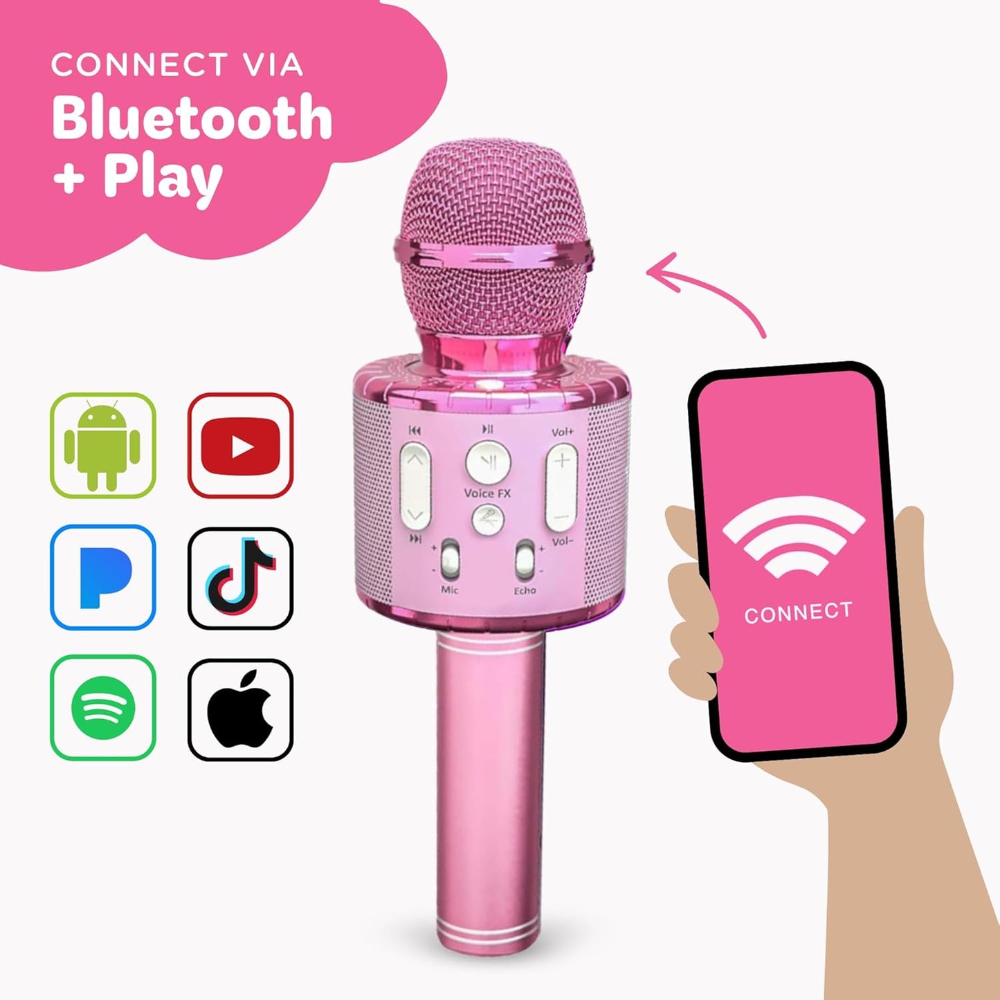 Huntrix "Vocal Star" Kids Karaoke Microphone - Bluetooth & Pre-Loaded Songs for Aspiring Hunters