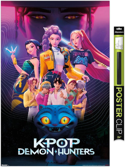 K-Pop Demon Hunters Group Wall Poster (2025) — Unframed 34″ × 22.4″