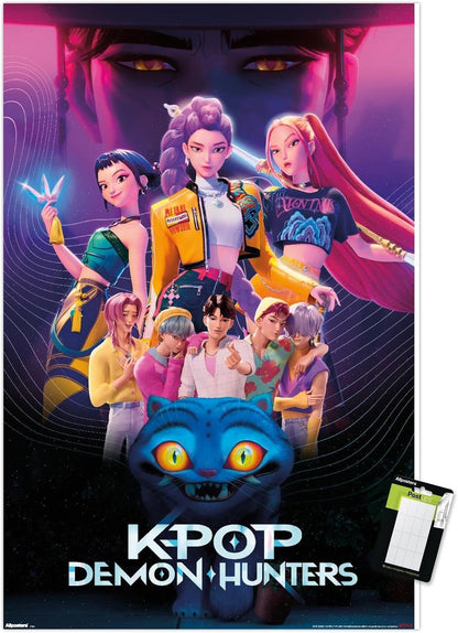 K-Pop Demon Hunters Group Wall Poster (2025) — Unframed 34″ × 22.4″