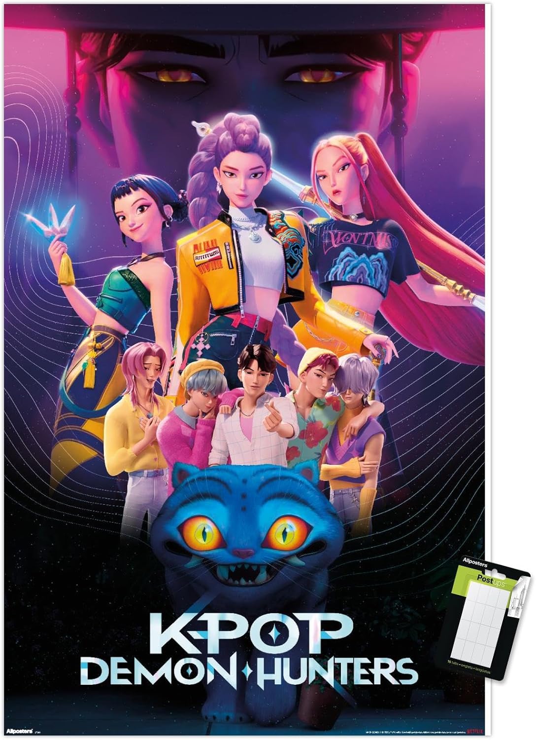 K-Pop Demon Hunters Group Wall Poster (2025) — Unframed 34″ × 22.4″