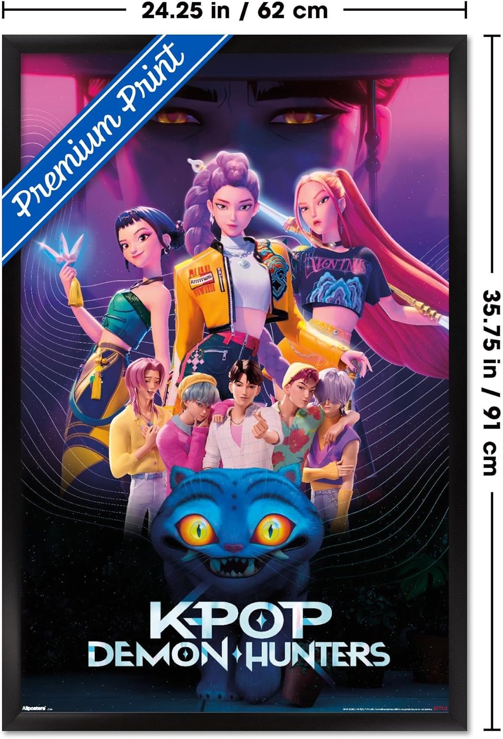 K-Pop Demon Hunters Group Wall Poster (2025) — Unframed 34″ × 22.4″