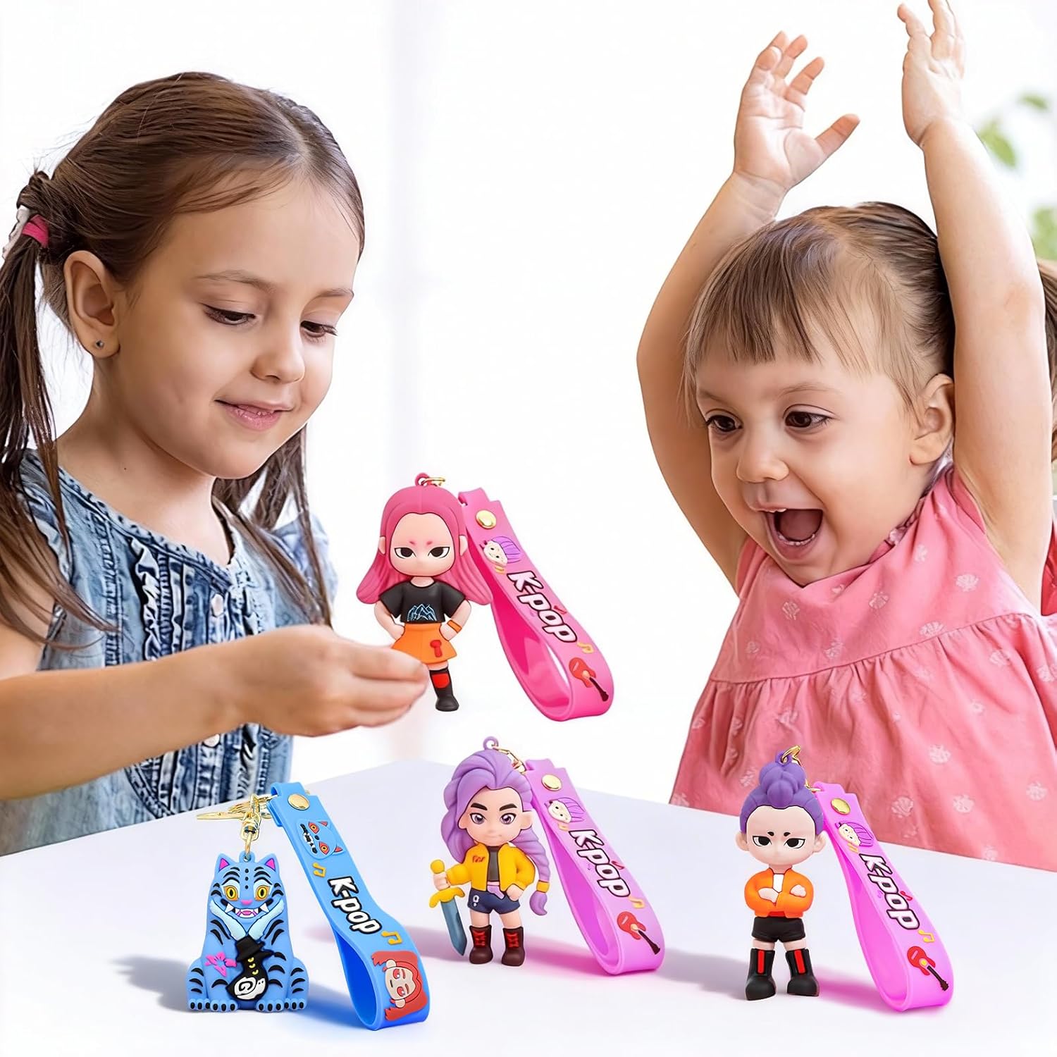 Bellicremas Kpop Demon Hunters Keychain Set of 4, Cute Doll Figurine Collectible - Official Kpop Demon Hunters Merch for Fans, Bag Charm & Toys Gift