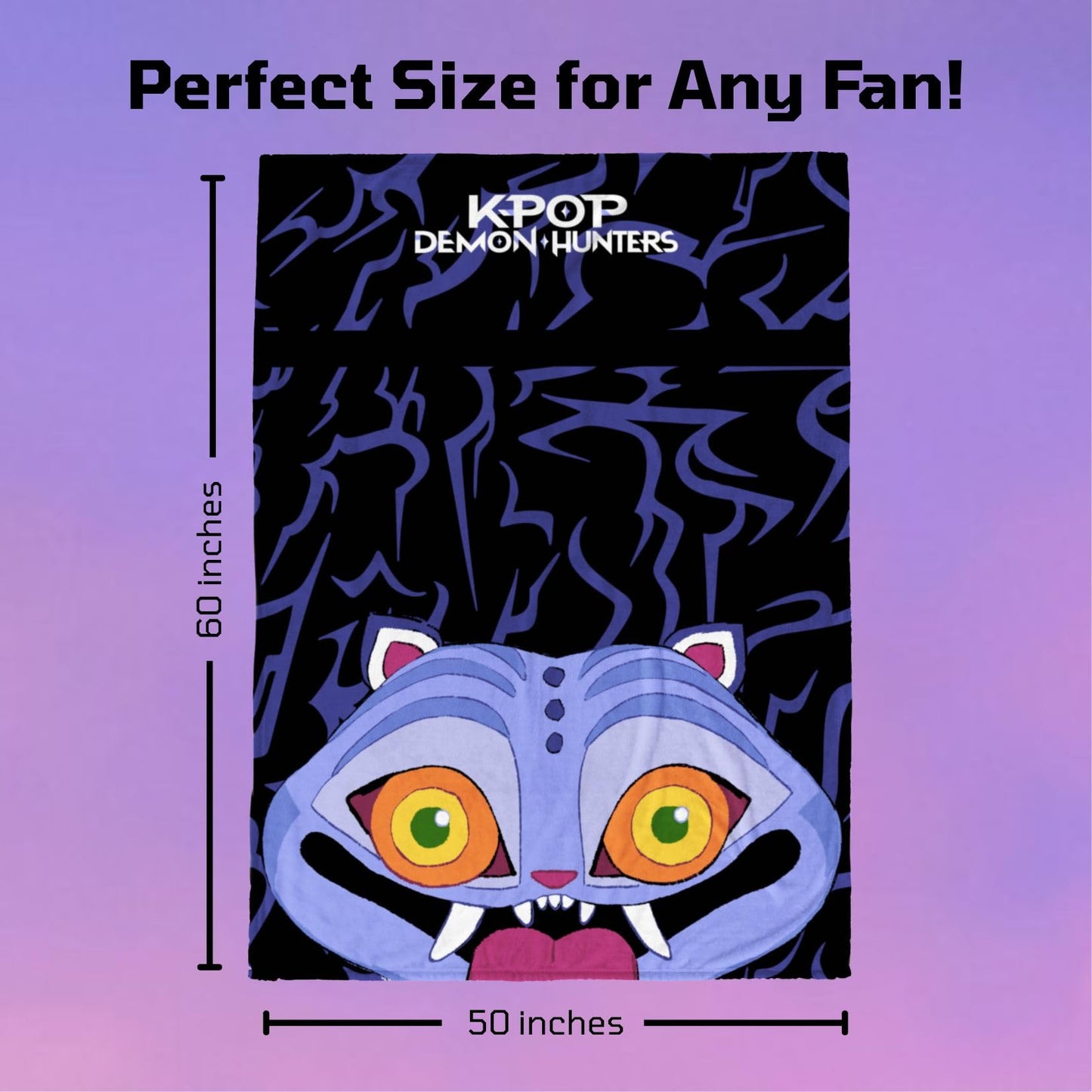 Saja Boys & Huntrix Chibi Plush Throw | K-Pop Demon Hunters Lavender Aesthetic Dorm Blanket