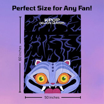 Saja Boys & Huntrix Chibi Plush Throw | K-Pop Demon Hunters Lavender Aesthetic Dorm Blanket