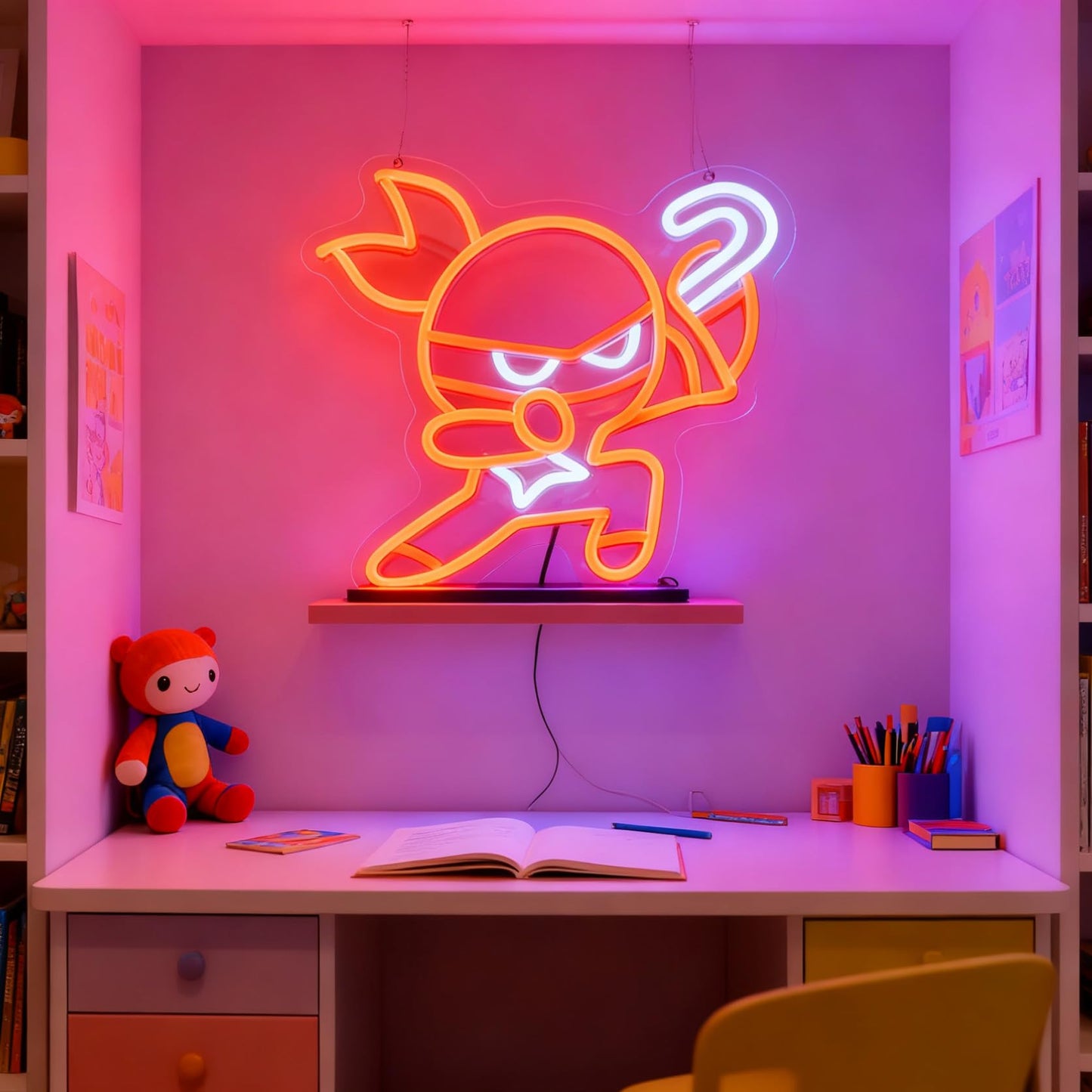 Saja Boys "Pink Idol Glow" Neon Sign | 13"x13" K-Pop Demon Hunters Aesthetic LED Wall Art