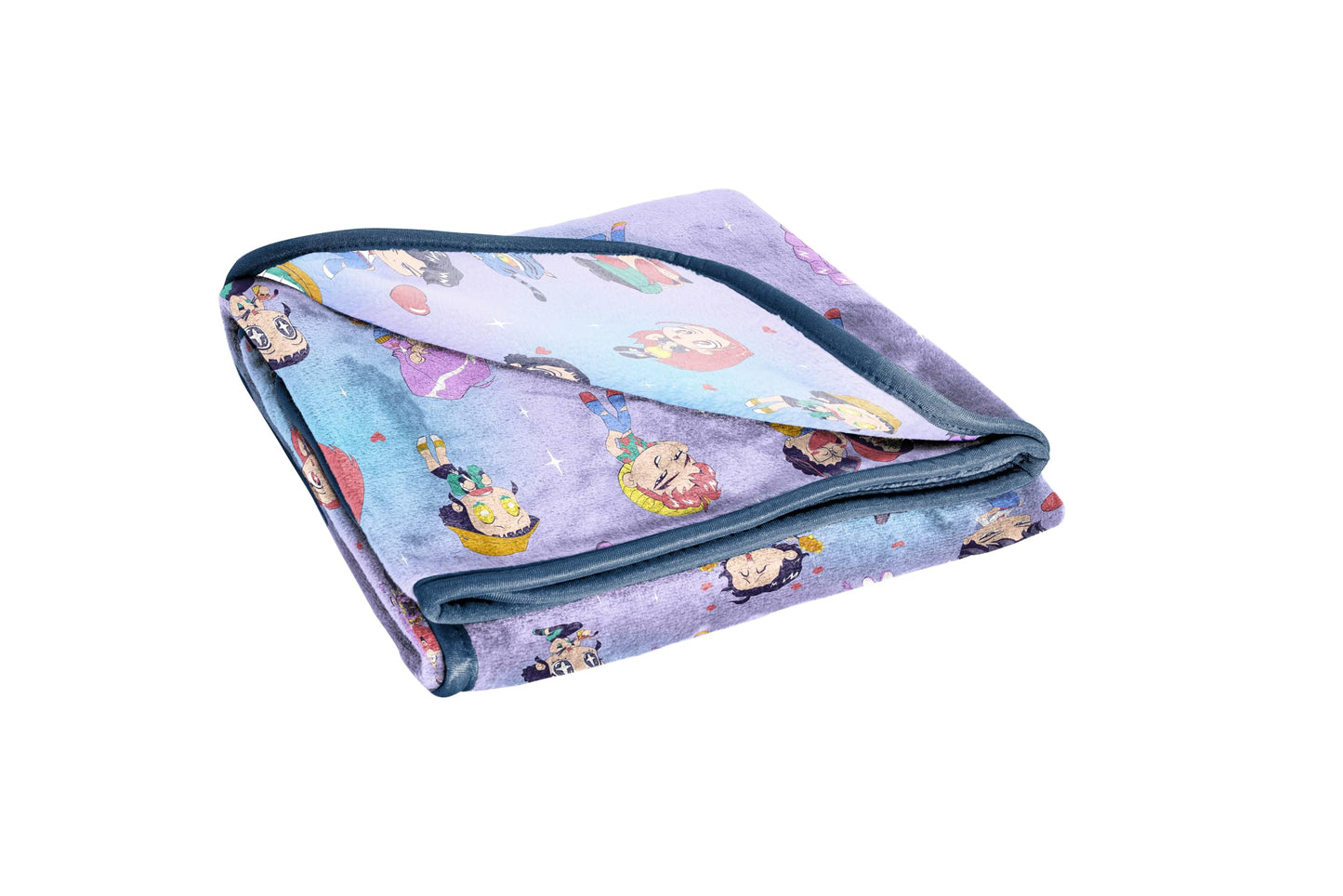 Saja Boys & Huntrix Chibi Plush Throw | K-Pop Demon Hunters Lavender Aesthetic Dorm Blanket