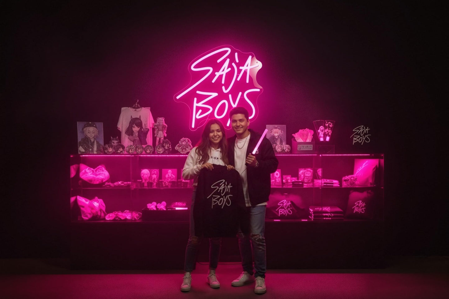 Saja Boys "Pink Idol Glow" Neon Sign | 13"x13" K-Pop Demon Hunters Aesthetic LED Wall Art