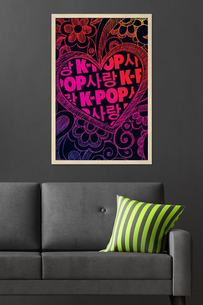 K-Pop Wall Poster — 22.375" × 34" Print with Beechwood Hanger