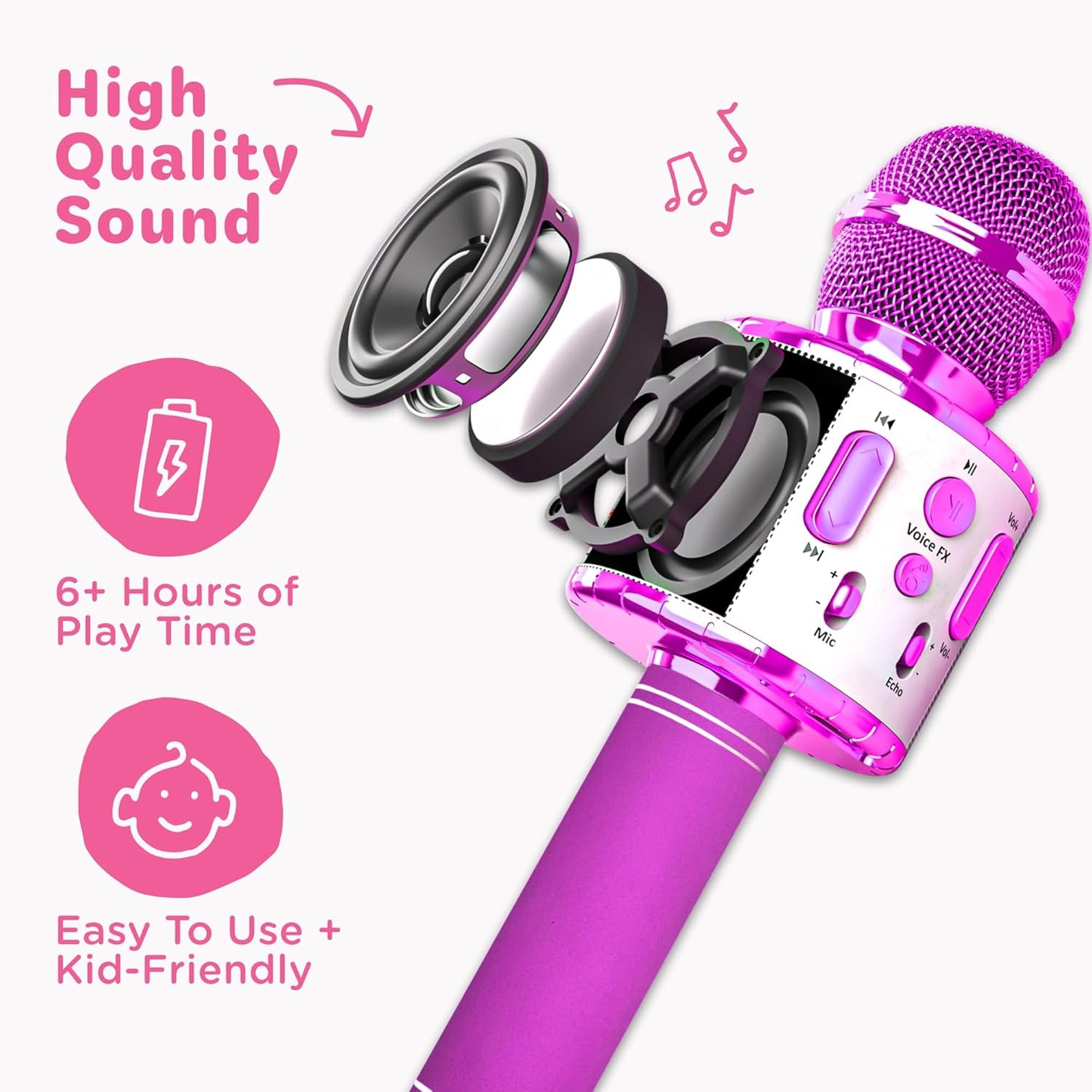 Huntrix "Vocal Star" Kids Karaoke Microphone - Bluetooth & Pre-Loaded Songs for Aspiring Hunters