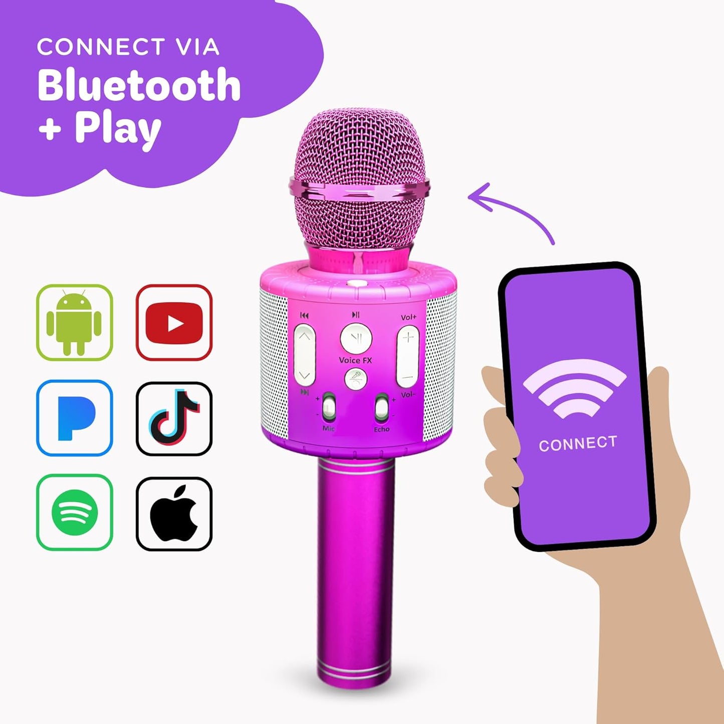 Huntrix "Vocal Star" Kids Karaoke Microphone - Bluetooth & Pre-Loaded Songs for Aspiring Hunters