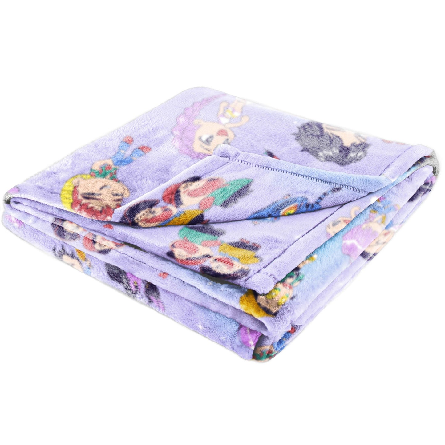 Saja Boys & Huntrix Chibi Plush Throw | K-Pop Demon Hunters Lavender Aesthetic Dorm Blanket