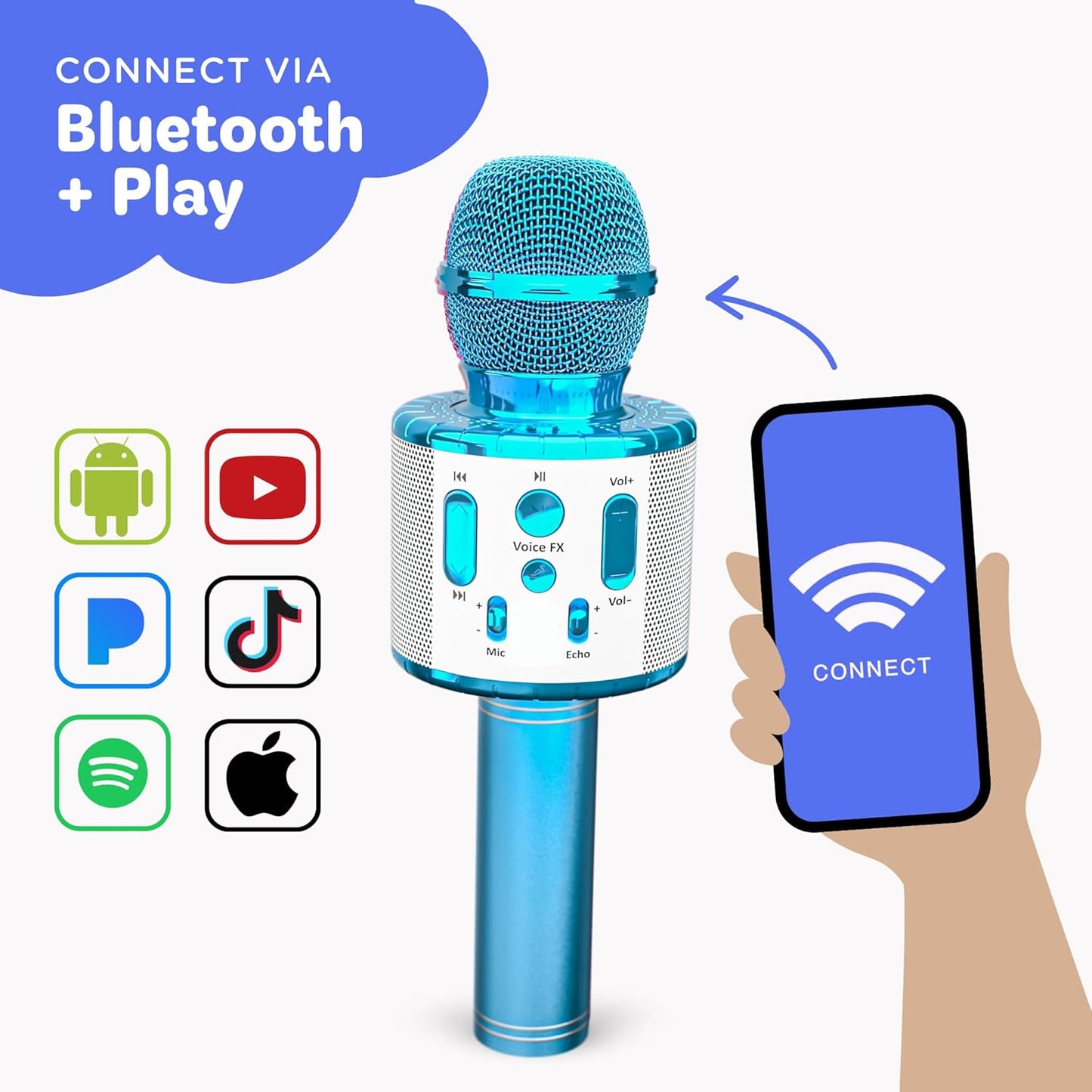 Huntrix "Vocal Star" Kids Karaoke Microphone - Bluetooth & Pre-Loaded Songs for Aspiring Hunters