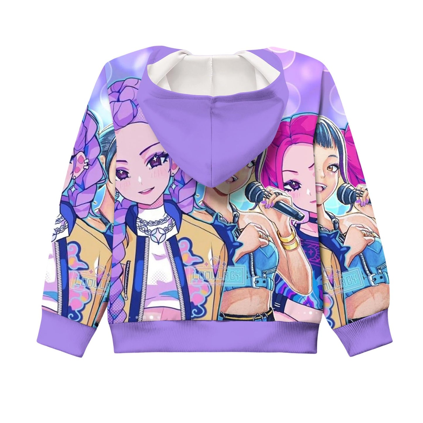 Girls Zip-Up Hoodie K-Pop Demon Graphic Print Long Sleeve Sweatshirt with Pockets
