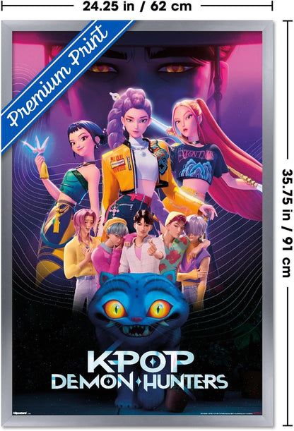 K-Pop Demon Hunters Group Wall Poster (2025) — Unframed 34″ × 22.4″