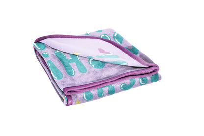 Saja Boys & Huntrix Chibi Plush Throw | K-Pop Demon Hunters Lavender Aesthetic Dorm Blanket