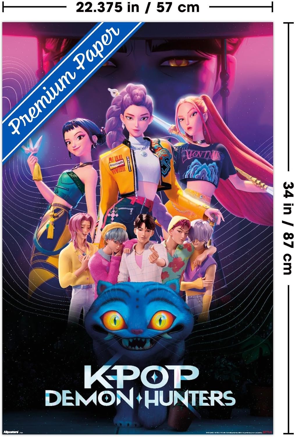 K-Pop Demon Hunters Group Wall Poster (2025) — Unframed 34″ × 22.4″