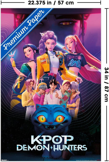 K-Pop Demon Hunters Group Wall Poster (2025) — Unframed 34″ × 22.4″