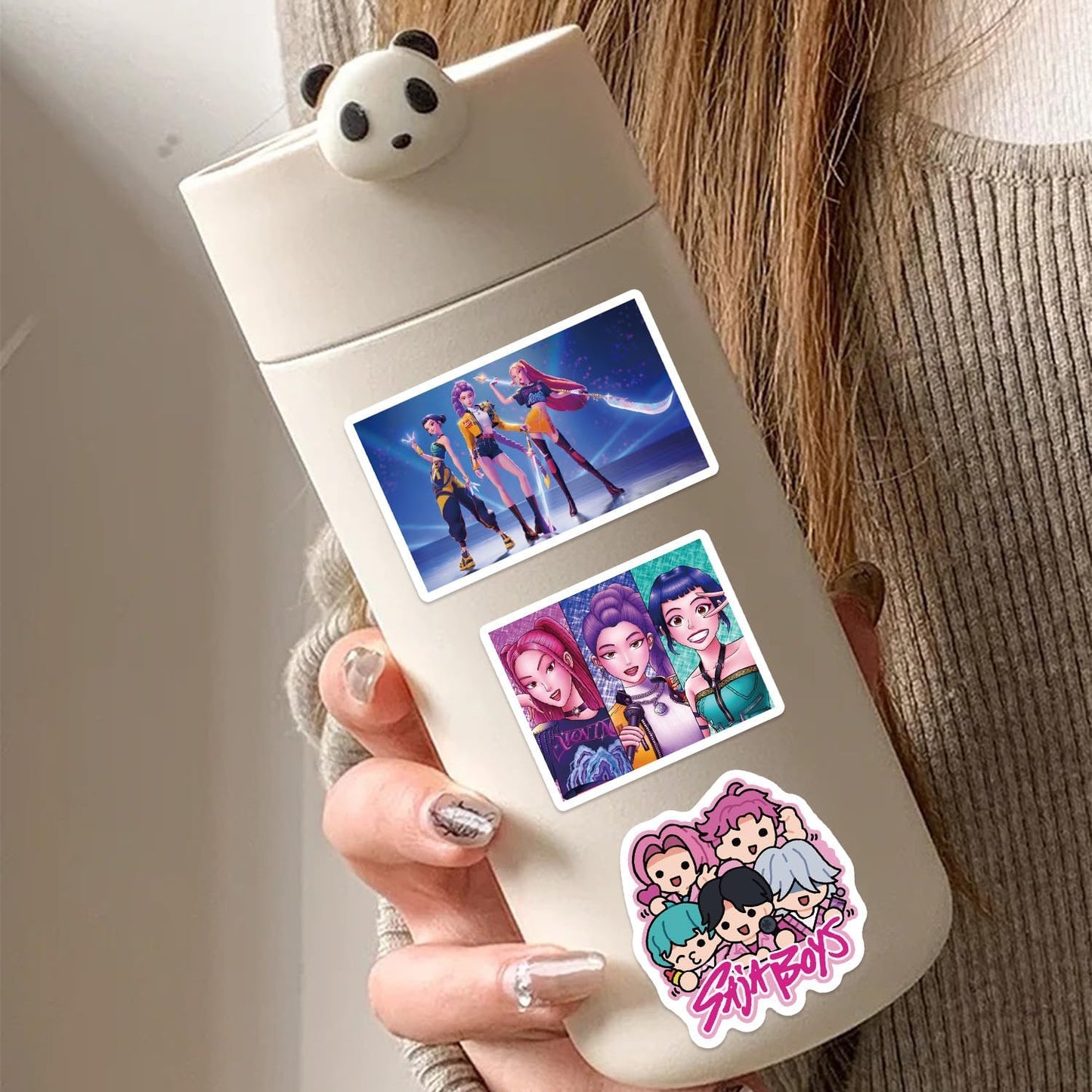 Movie Sticker, 60pcs Demon Movie Hunters Stickers for Kids, Korean Idol Sticker Anime Style Stickers for Water Bottles, Huntrx, Saja Boys, Jinwoo, Rumi, Decal Gifts for Teens Girls Boys