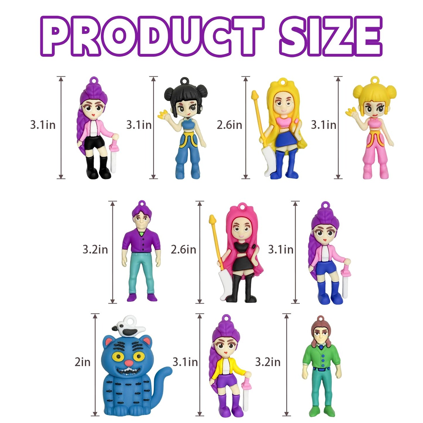 K-Pop Demon Hunters Action Figures — Huntrix Korean Idol Demon Doll Set (10-Piece)