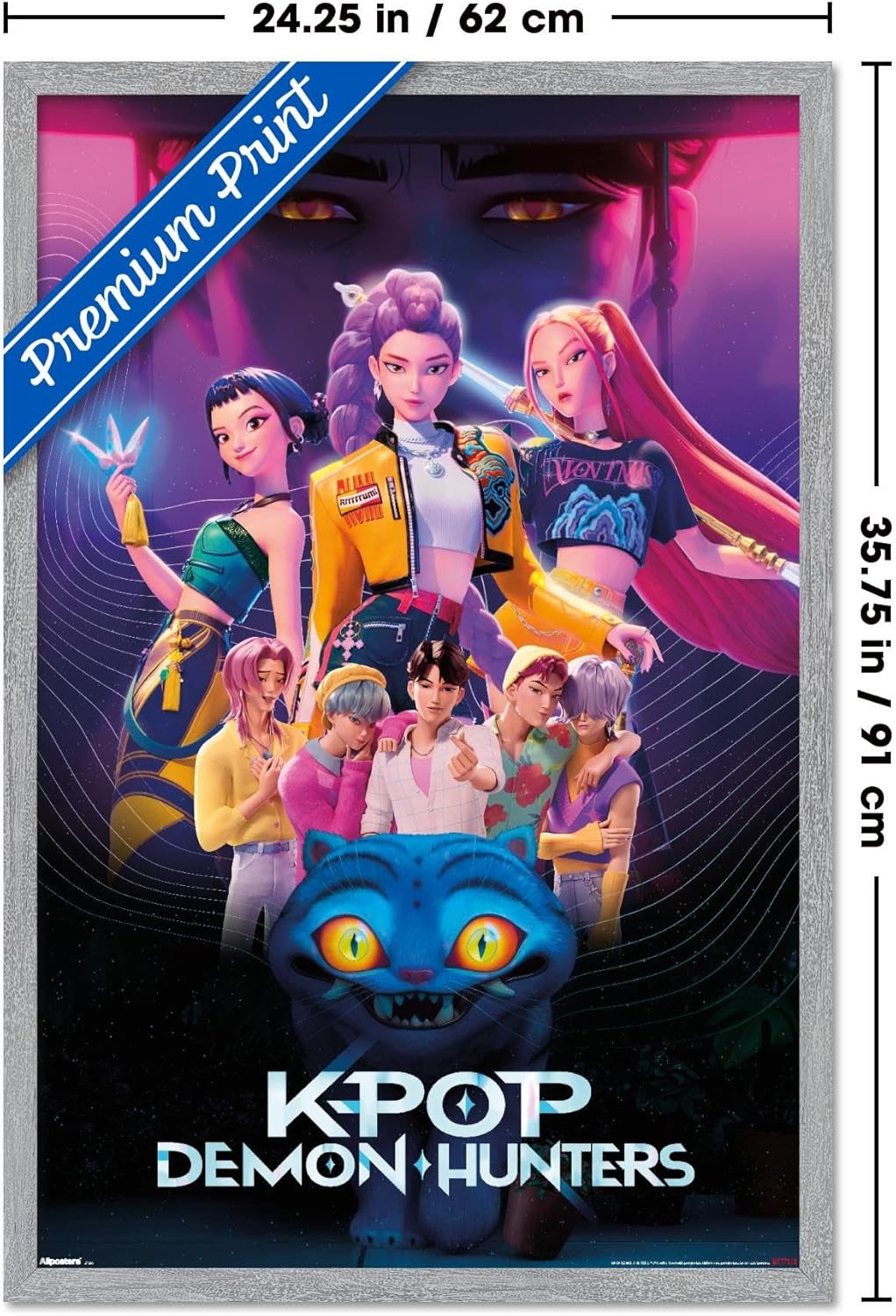 K-Pop Demon Hunters Group Wall Poster (2025) — Unframed 34″ × 22.4″