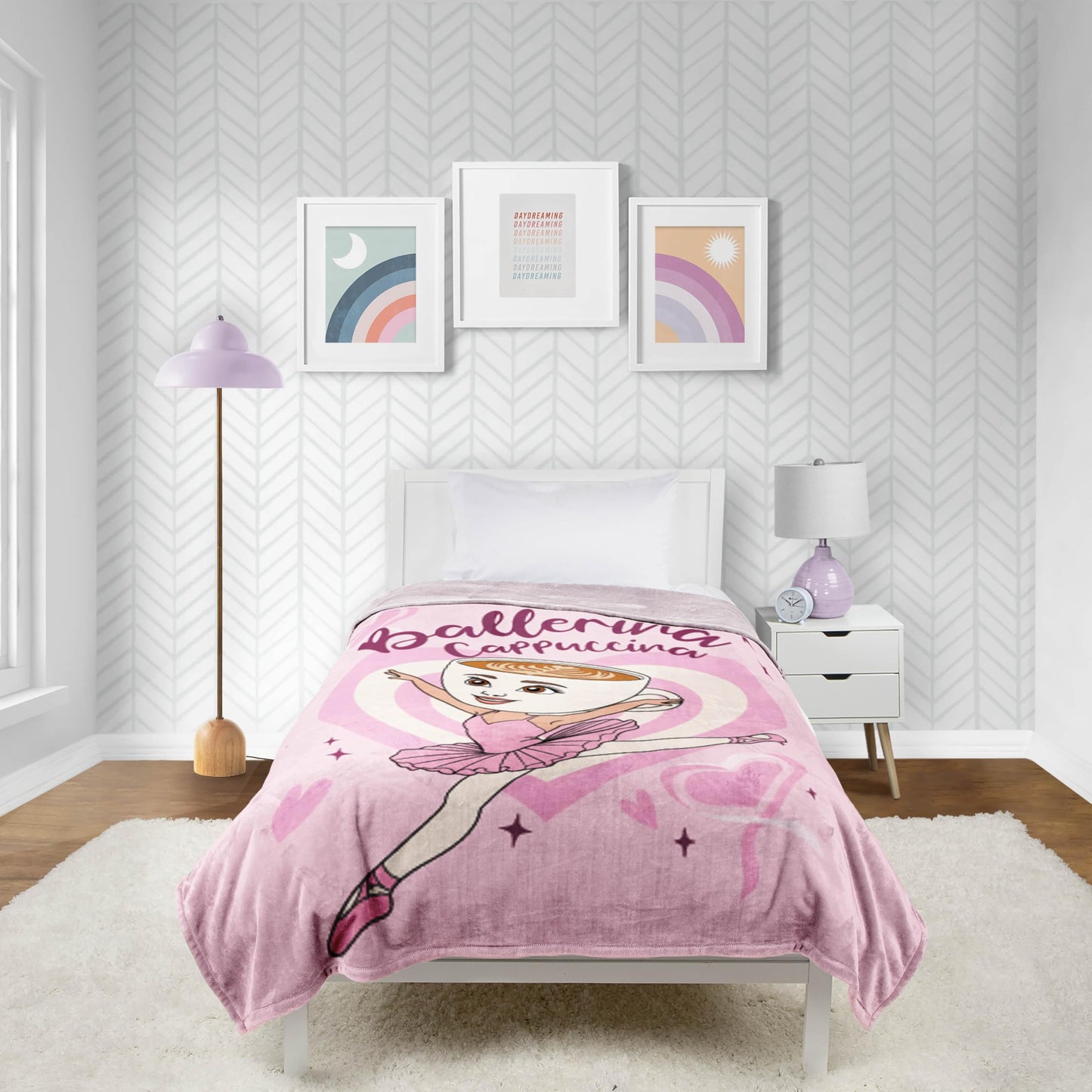 Saja Boys & Huntrix Chibi Plush Throw | K-Pop Demon Hunters Lavender Aesthetic Dorm Blanket