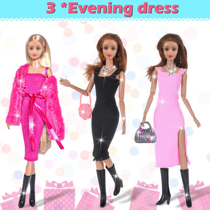 140 Pack 11.5-inch Doll & Closet Set — Fashion DIY Wardrobe Clothes & Accessories