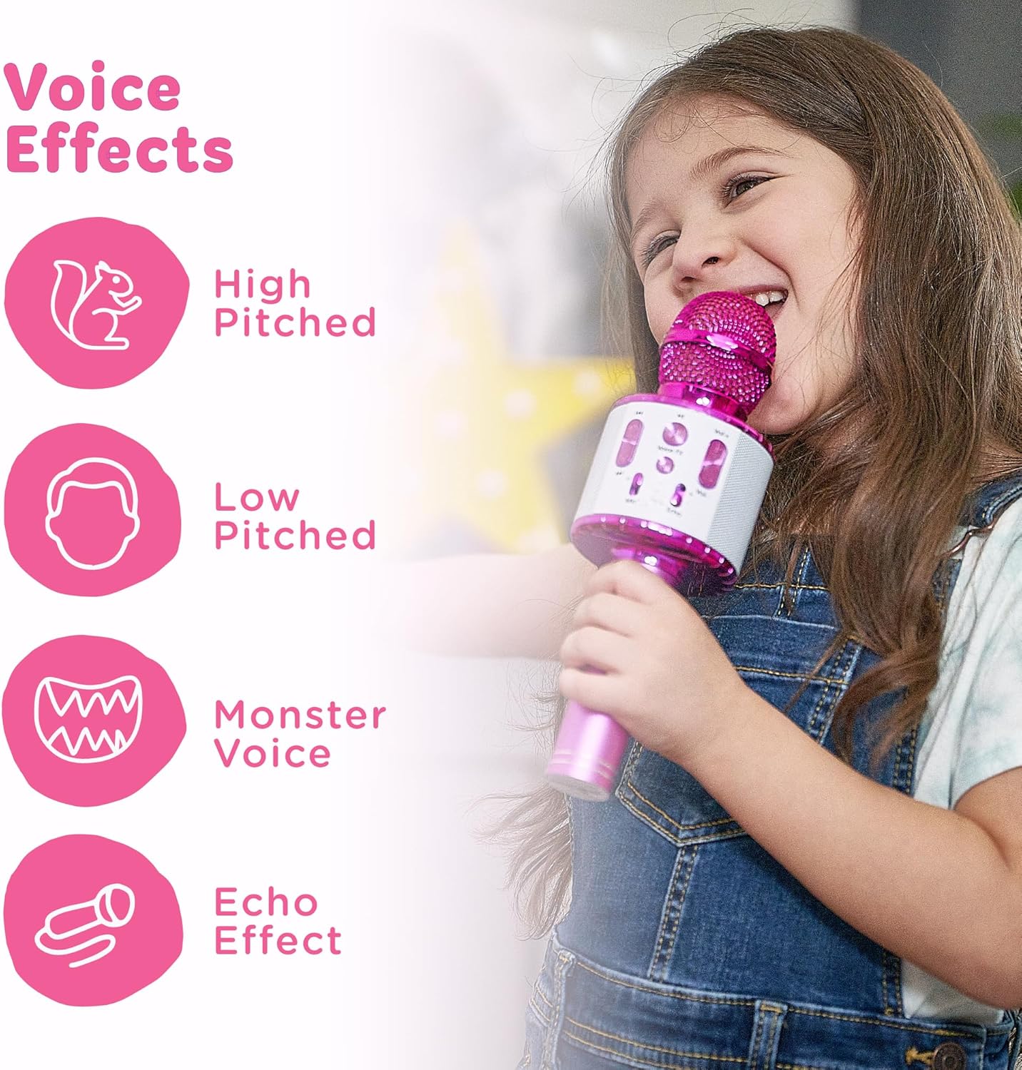 Huntrix "Vocal Star" Kids Karaoke Microphone - Bluetooth & Pre-Loaded Songs for Aspiring Hunters