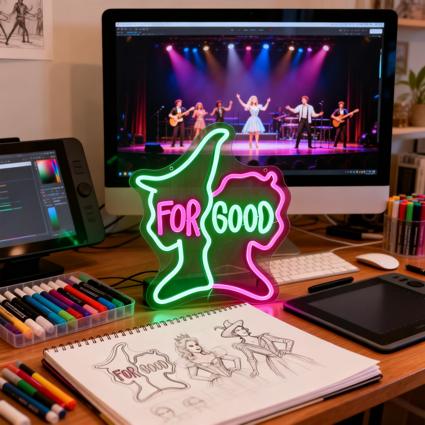 Saja Boys "Pink Idol Glow" Neon Sign | 13"x13" K-Pop Demon Hunters Aesthetic LED Wall Art