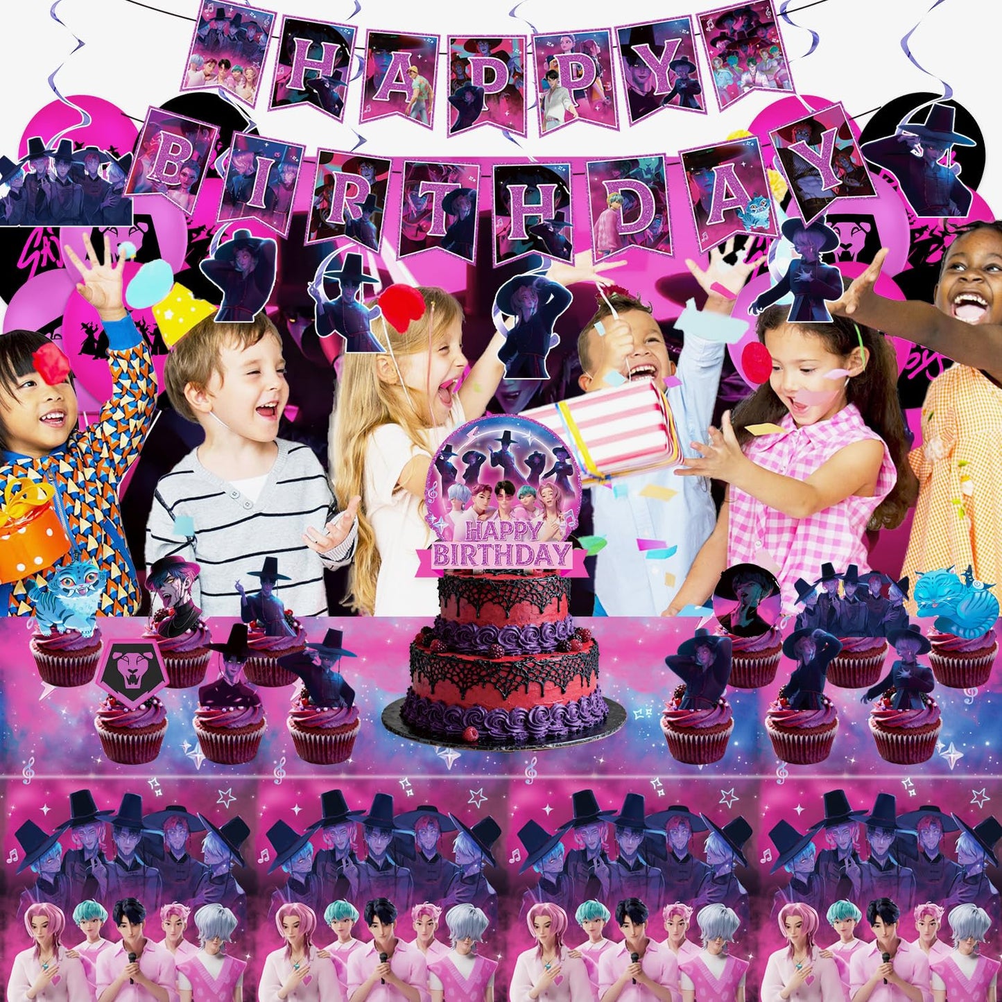 K-Pop Demon Hunters Ultimate Party Supplies Set | Saja Boys Deluxe Decorations Kit