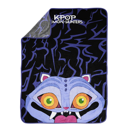 Saja Boys & Huntrix Chibi Plush Throw | K-Pop Demon Hunters Lavender Aesthetic Dorm Blanket