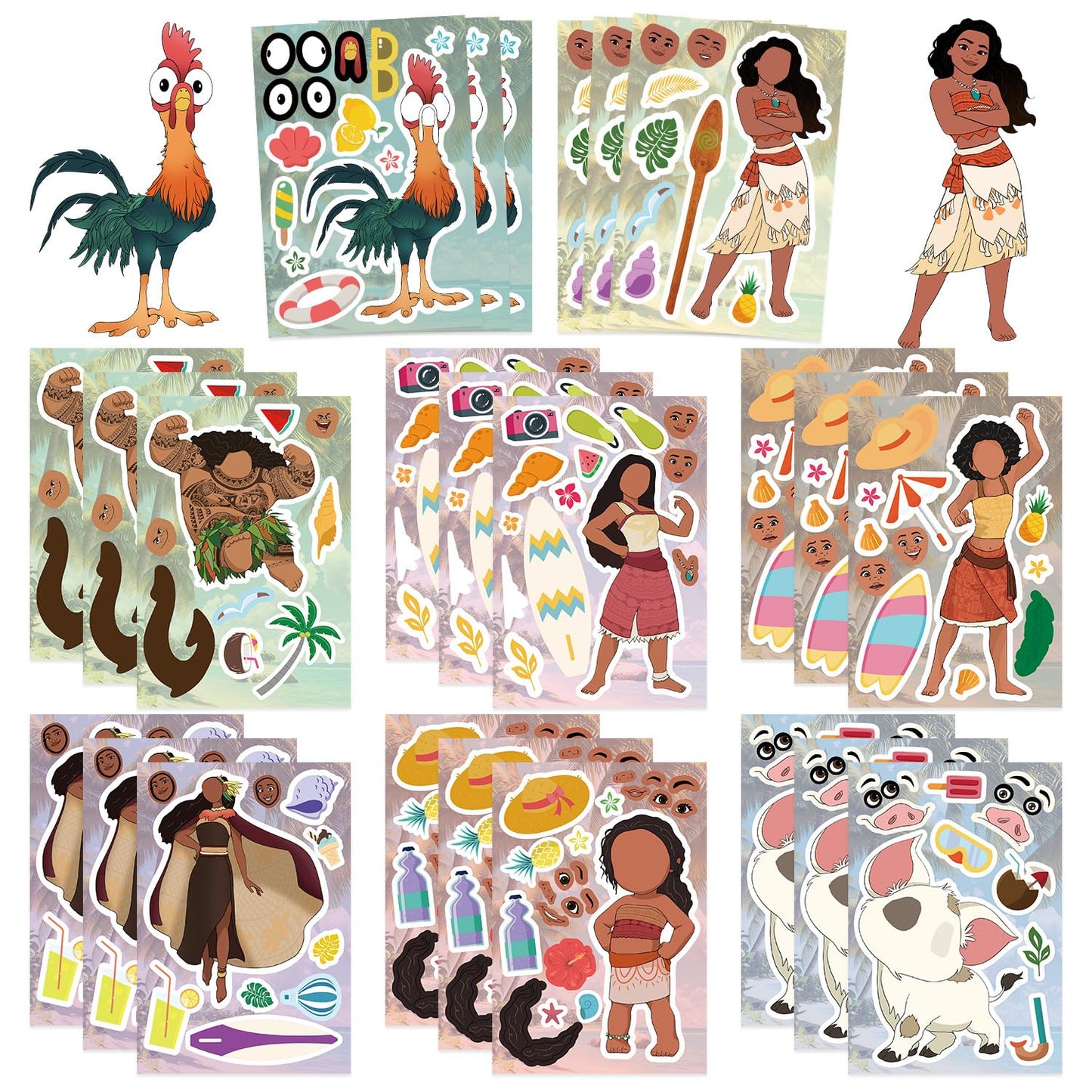 K-Pop Demon Hunters DIY "Make-A-Face" Sticker Set | 24-Sheet Saja Boys & Huntrix Interactive Party Decals