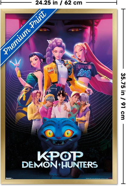 K-Pop Demon Hunters Group Wall Poster (2025) — Unframed 34″ × 22.4″