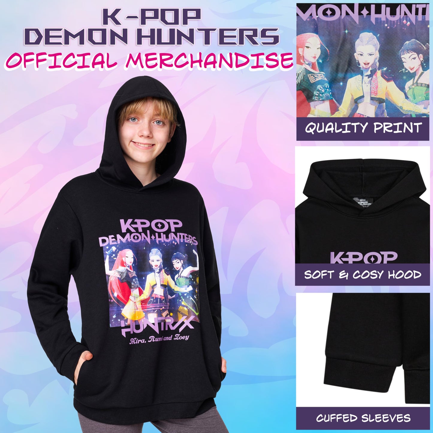 K-Pop Demon Hunters Hoodie for Girls & Teens — Officially Licensed Warm Pullover