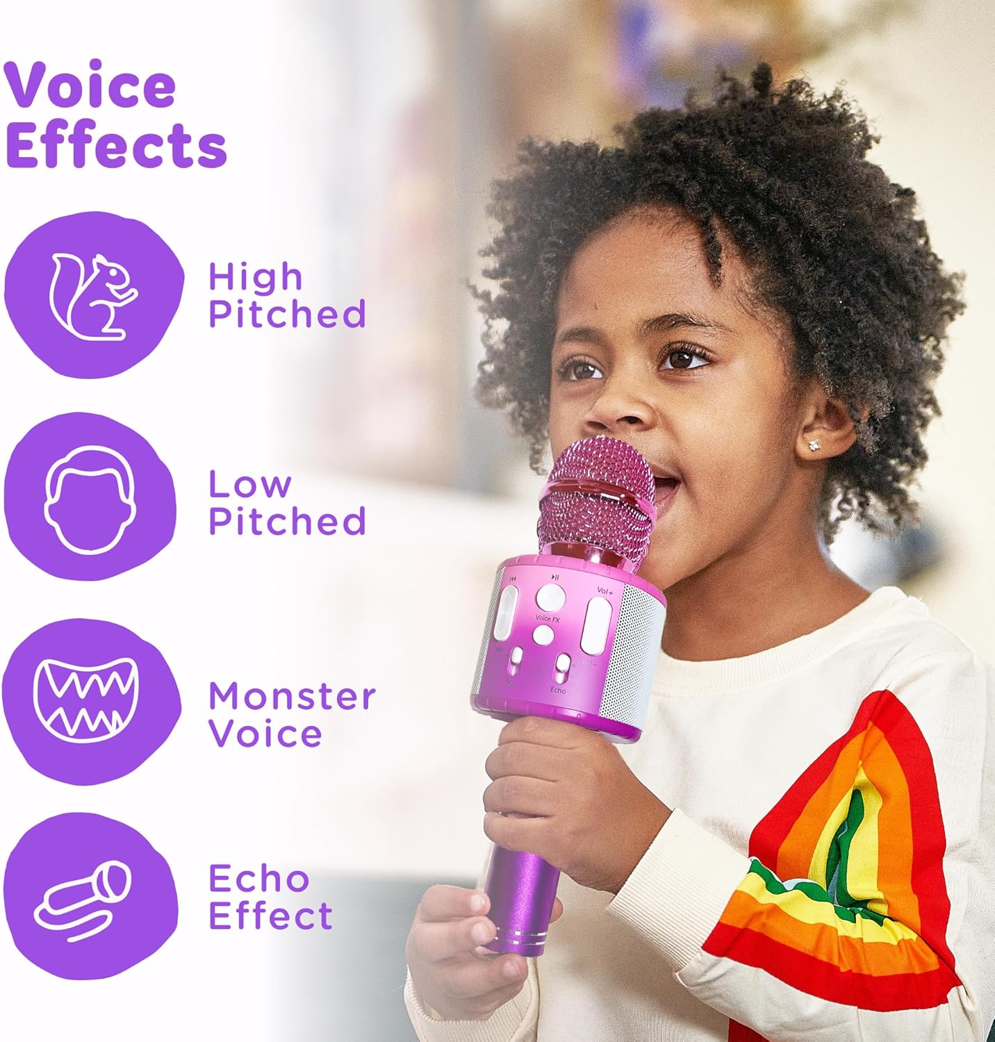 Huntrix "Vocal Star" Kids Karaoke Microphone - Bluetooth & Pre-Loaded Songs for Aspiring Hunters