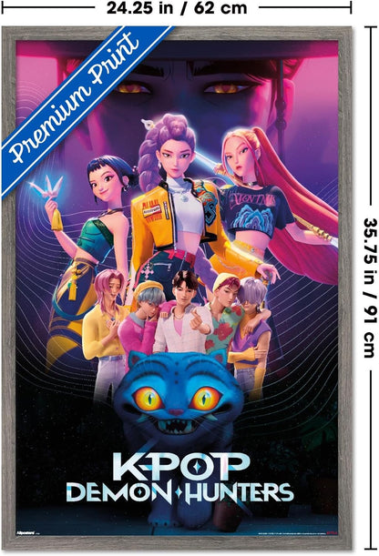 K-Pop Demon Hunters Group Wall Poster (2025) — Unframed 34″ × 22.4″