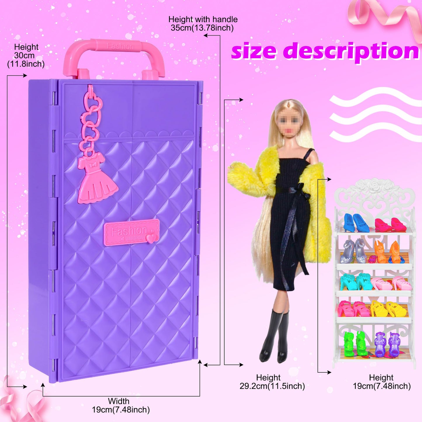 140 Pack 11.5-inch Doll & Closet Set — Fashion DIY Wardrobe Clothes & Accessories