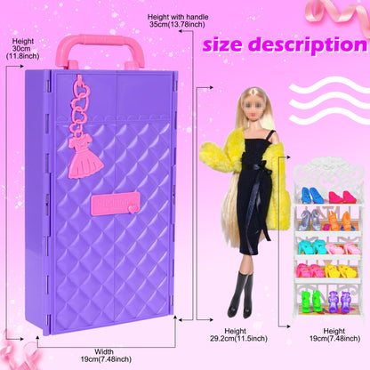 140 Pack 11.5-inch Doll & Closet Set — Fashion DIY Wardrobe Clothes & Accessories