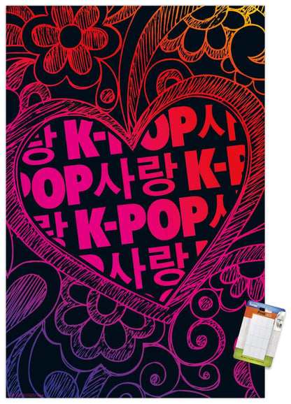 K-Pop Wall Poster — 22.375" × 34" Print with Beechwood Hanger