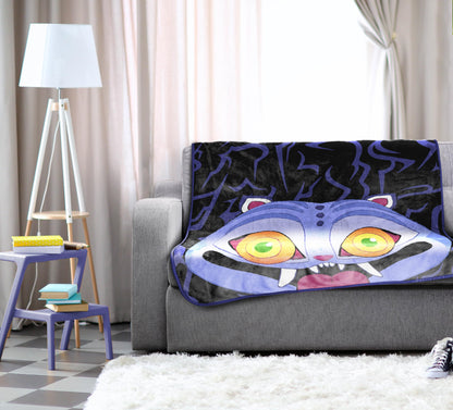 Saja Boys & Huntrix Chibi Plush Throw | K-Pop Demon Hunters Lavender Aesthetic Dorm Blanket