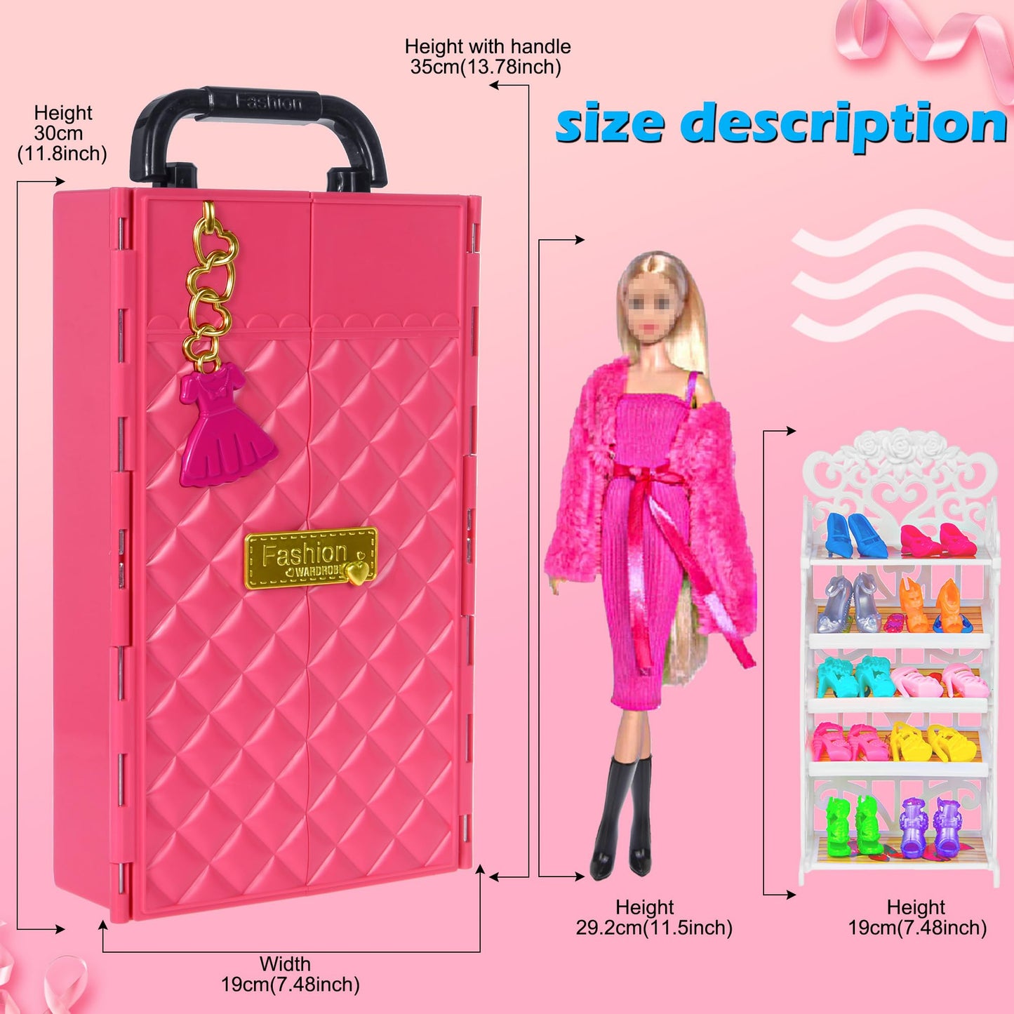 140 Pack 11.5-inch Doll & Closet Set — Fashion DIY Wardrobe Clothes & Accessories