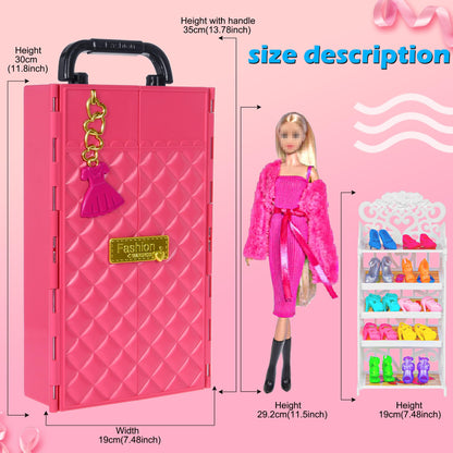 140 Pack 11.5-inch Doll & Closet Set — Fashion DIY Wardrobe Clothes & Accessories