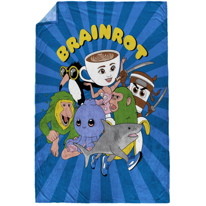 Saja Boys & Huntrix Chibi Plush Throw | K-Pop Demon Hunters Lavender Aesthetic Dorm Blanket