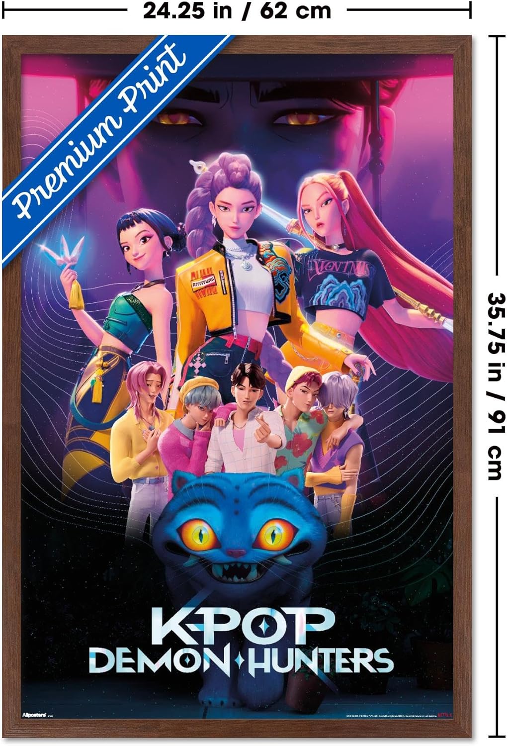 K-Pop Demon Hunters Group Wall Poster (2025) — Unframed 34″ × 22.4″