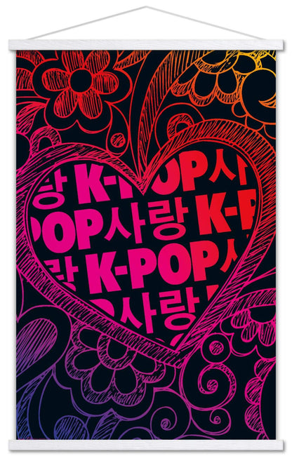 K-Pop Wall Poster — 22.375" × 34" Print with Beechwood Hanger